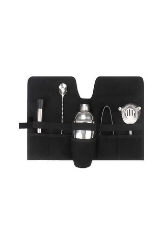 Fortunelane Kollektif Kokteyl Aletleri Çantası - Ahşap Kumaş, Taşınabilir, Kamp İçin Profesyonel Mixoloji Seti Çok Renkli Çok Renkli