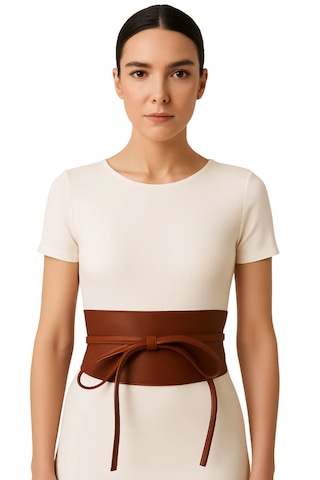 Kadın Kemer Deri Geniş Bağcıklı Kahverengi