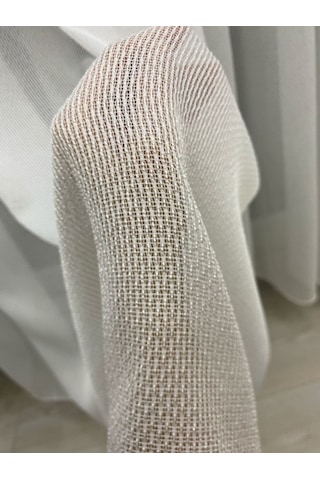 4001 Ağır Gramajlı Modern Ekru Tül Perde 1/3 Sık Pileli Ekru