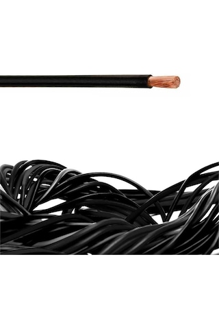 1X6 mm2 SIAF 10 AWG Yumuşak Silikon Kablo  1 Metre - Siyah