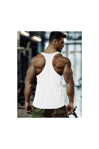 Tarzsokak Gym Tank Top Fitness Sporcu Atleti Lesbenja Beyaz