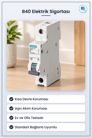 B40 Sigorta Elektrik Tesisatı Koruma Ev Ofis Küçük Ticari Kısa De