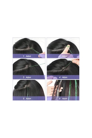 Caş Dekorasyon Koyu Pembe Renk Simli Yan Postiş Hair Tinsel Shiny Hair-50 Cm- 2 Adet Koyu Pembe