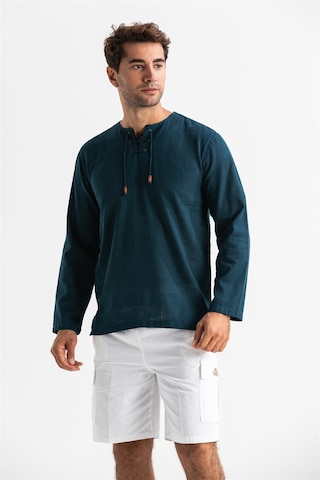 Eliş Şile Bezi Büyük Beden Şile Bezi Uzun Kol Zımbalı Erkek Tshirt Koyu Petrol 3069 - 6Xl Petrol