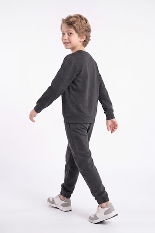 Panios Kids Erkek Çocuk Düz Bisiklet Yaka Çift Cepli Eşofman Takımı Füme