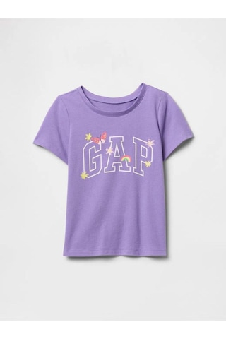 Kız Bebek Gap Logo Grafikli T-shirt Mor-6001 Mor