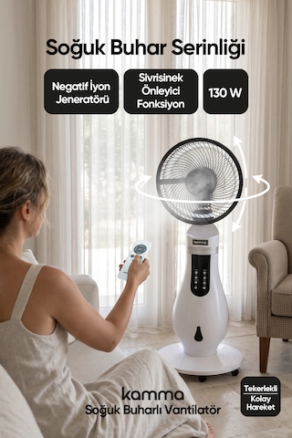 Kmf130 İyonizerli 130w Soğuk Buharlı Vantilatör