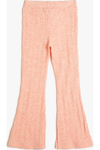Koton İspanyol Paça Tayt Pantolon Yırtmaç Detaylı Beli Lastikli Fitilli Pembe 3skg40046ak 3SKG40046AK274 Gül
