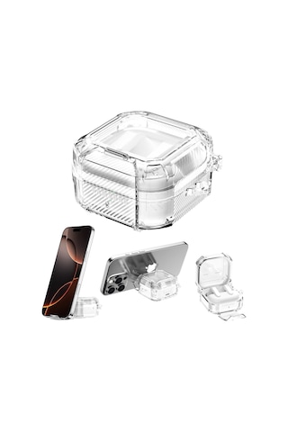 Samsung Galaxy Buds 4 Pro / Buds 4 İle Uyumlu Kılıf Standlı Kilitli Tpu Premium Matte Trip Case Şeffaf