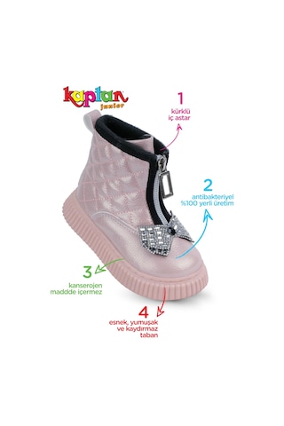 Kaptan Junior Kız Bebek Çocuk Botu Ortopedik Kaymaz Taban Barznk 560 Pembe