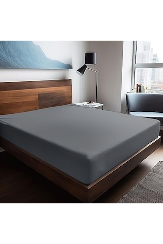 Soley Mix & Match Plain %100 Pamuklu 160 X 240 Tek Kişilik Düz Çarşaf Gri Abanoz