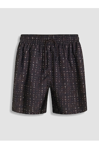 Lcw Swımwear Kahverengi Kısa Boy Desenli Erkek Deniz Şortu