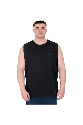 Mode Xl Büyük Beden Erkek Atlet Nakışlı U25101 Siyah