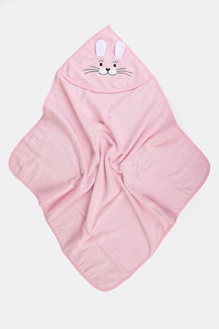 %100 Pamuk Yenidoğan Bebek Kundak Nakışlı Banyo Havlusu Pembe Diğer