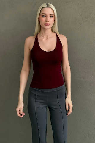 Madmext Bordo Basic Vücuda Oturan Kolsuz Kadın Atlet Mg2639 Bordo