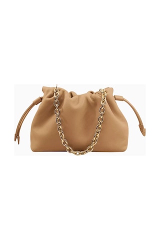 Studio Amelia Studıo Amelıa Alexandra Petite Bej Deri Büzgülü Zincir Askılı Kadın Clutch Çanta