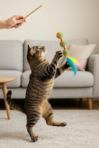 3 Toplu Ahşap Saplı Kedi Oltası 1 Adet