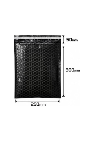 Balonlu Siyah Bantlı Kargo Poşeti 25x30+5 - 50 Adet