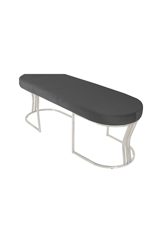 Viego Silver Smooth- Gri Kapitoneli Model Puf & Bench & Koltuk- Oturak-uzun Makyaj Puff-yatak Odası Ucu &önü