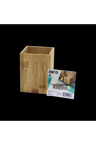 Ahşap Bambu Kaşıklık Organizer 9x9 Cm Renkli