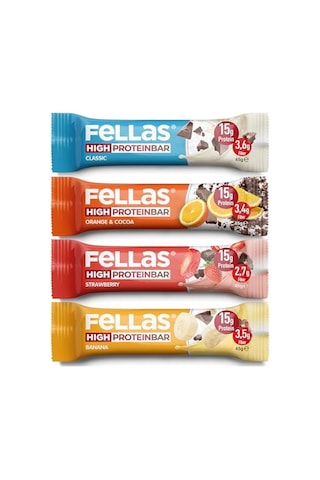 Tr Yüksek Protein Bar, Karma Kutu 4 Çeşit , 45gr X 12 Adet