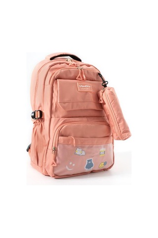 Ventis Unisex Okul Çantası Lise Ortaokul Kalemlikli 2'li Set Sırt Çantası 43 30 Cm Çok Cepli Vnt7-d Turuncu