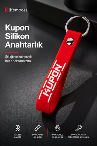 Kırmızı Kupon Yazılı Silikon Anahtarlık Araç Motosiklet Ev Ofis Anahtarlığı