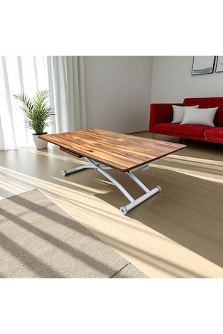 Ortadan Açılır Akıllı Masa Üst Mdf Urartu Alt Ayak Beyaz