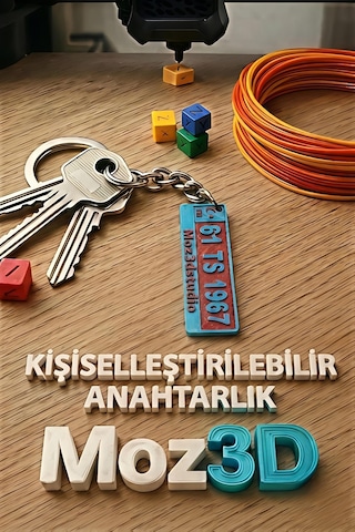 Kişiye Özel KIrmızı Mavi Plaka Anahtarlık