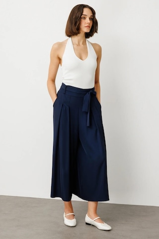 On Fashion Beli Kemerli Cepli Pantolon Etek Lacivert
