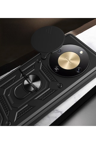 Honor Magic 8 Lite 5g Kılıf Tam Korumalı Magnetik Standlı Kamera Korumalı Sürgülü Vega Kapak Lacivert