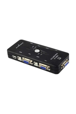 4 Port Kvm Switch Vga + Usb 2.0 - 4 Pc 1 Monitör Klavye Fare Kontrol Cihazı 1080p 30hz - Sürücüsüz