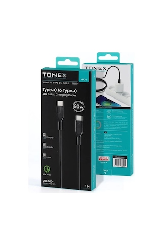 Tonex Ma74 Type-c To Type-c 60w Pd Data Kablo Siyah