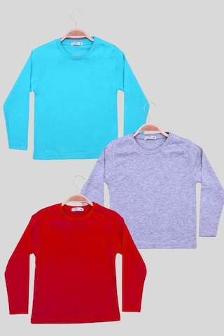 Panios Kids 3'lü Düz 0 Yaka Uzun Kol Unisex Çocuk Turkuaz-gri-bordo Sweatshirt Çok Renkli