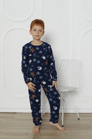 Fames Pijama Kışlık Çocuk Polar Pijama Takım Lacivert