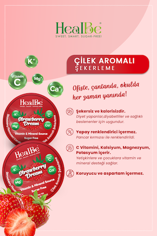 Çilek Aromalı Şekersiz Şekerleme