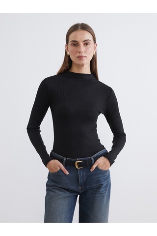 Lcw Everyday Siyah Dik Yaka Kadın Body