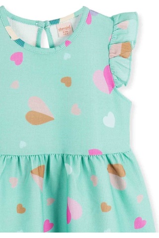 Ahengim Kız Çocuk Kalp Desenli Elbise Ak2406 SU YEŞİLİ