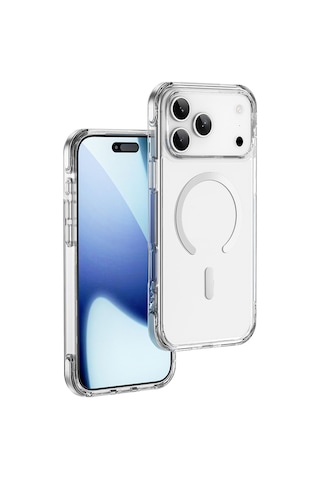 Apple Uyumlu iPhone 17 Pro Kılıf M-safe Özellikli Wiwu Mcc-702 Titanyum Pro Serisi Sert Pc Kapak Şeffaf Şeffaf