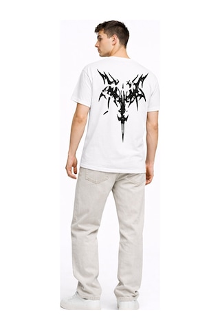Nevermind Oversize Erkek Tişört Arkası Baskılı Streetwear Siyah Grafik Back Beyaz