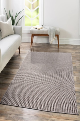 Tm-01 Sisal Jut Hasır Model Tek Renk Dokuma Yıkanabilir Toz Vermez Halı Krem Vizon