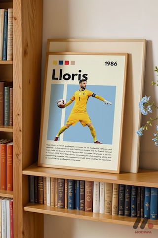 Lloris Futbol Posteri, Ahşap Çerçeveli Duvar Tablosu - Spor Severlere Hediye