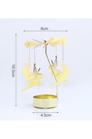 Altın Renkli Dönen Metal Mumluk Peri Kızı Elsa Tasarımlı