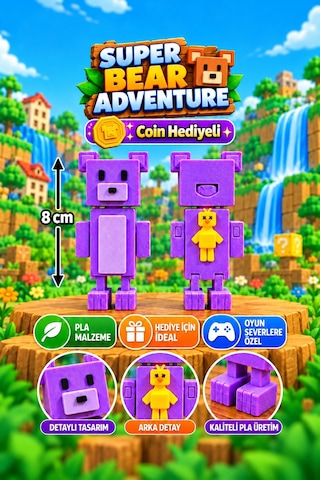 Super Bear Adventure Mor Ayı Ve Shicka Figür Seti - Süper Ayı Seti 1adet Super Bear Adventure Mor Ayı Ve Shicka Figür Seti - Süper Ayı Seti 1adet