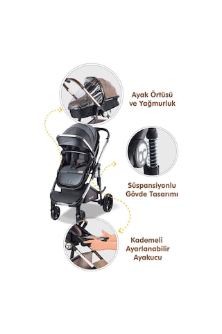 Baby Care Bebek Arabası - Bc 440 Colarado Chrome - Travel Pusetli Krom Bebek Arabası