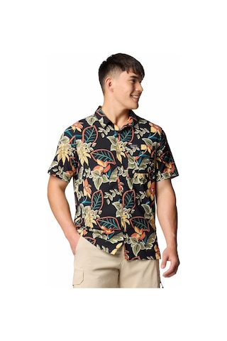 Columbia Tech Trail Utility Printed Woven Erkek Kısa Kollu Gömlek-7854 SIYAH