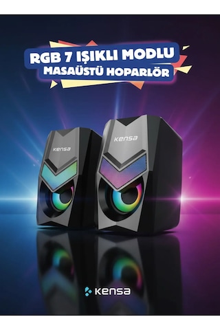 Rgb Işıklı Masaüstü Usb Hoparlör 6w Stereo Ses, 1000 Mah Şarjlı, Bilgisayar & Laptop Uyumlu
