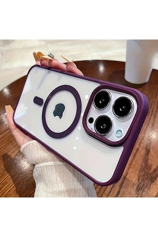 Chenkestoreone Apple Uyumlu iPhone 11 Mor Kasa Korumalı Manyetik Kılıf Kablosuz Şarj Sert Kapak