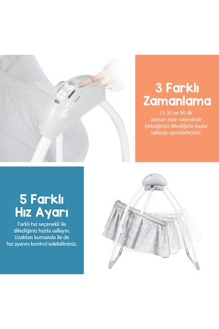 Huggy Cocoon Otomatik Sallanabilen Kumandalı Portatif Bebek Beşiği