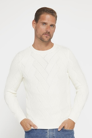 Bisiklet Yaka Desenli Yumuşak Dokulu Erkek Beyaz Kazak-30438-beyaz Beyaz